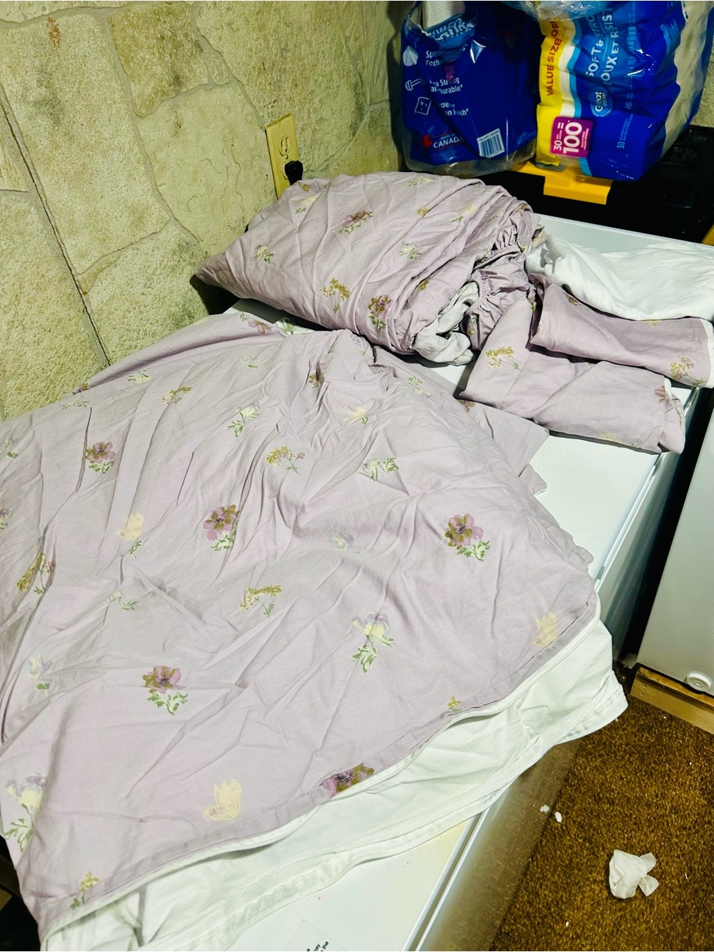 Double sided Floral Lavender Queen Bedding Duvet Cover and sheet set